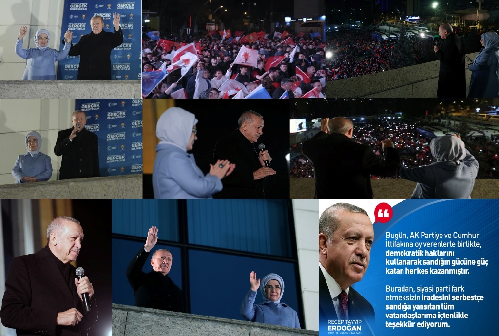 Cumhurbaşkanımız Recep Tayyip Erdoğan, AK Parti Genel Merkezinin balkonundan vatandaşlara ve partililere hitap etti; “Bu seçimin galibi demokrasimizdir, millî iradedir”